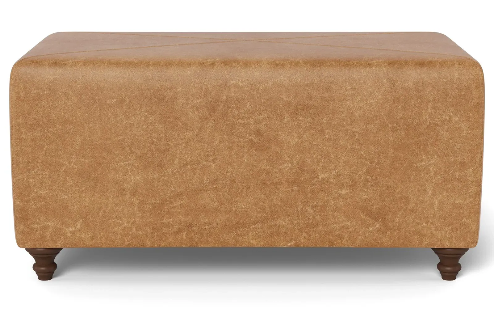 Davina Rectangular Ottoman - Caramel, Textured Leather
