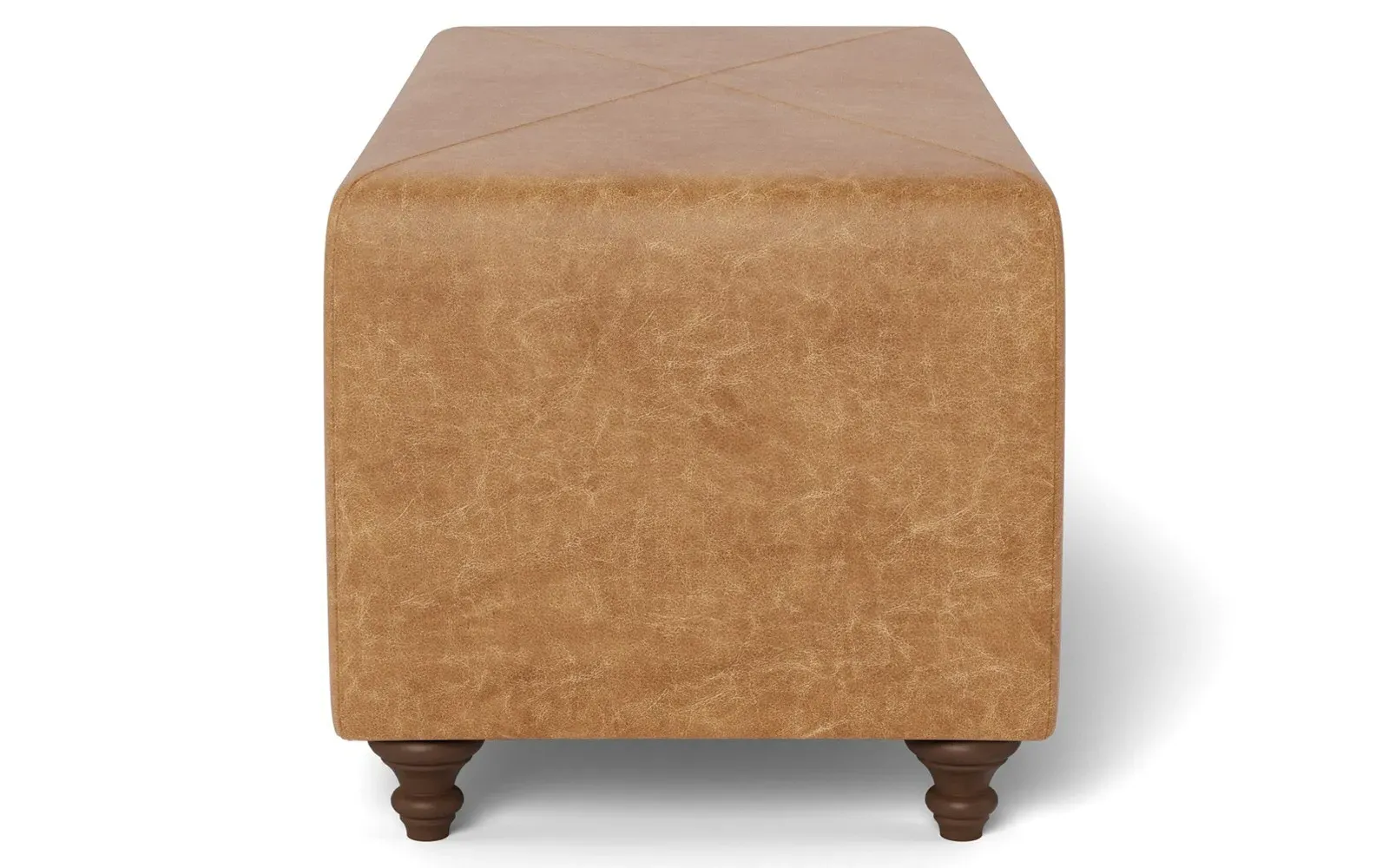 Davina Rectangular Ottoman - Caramel, Textured Leather
