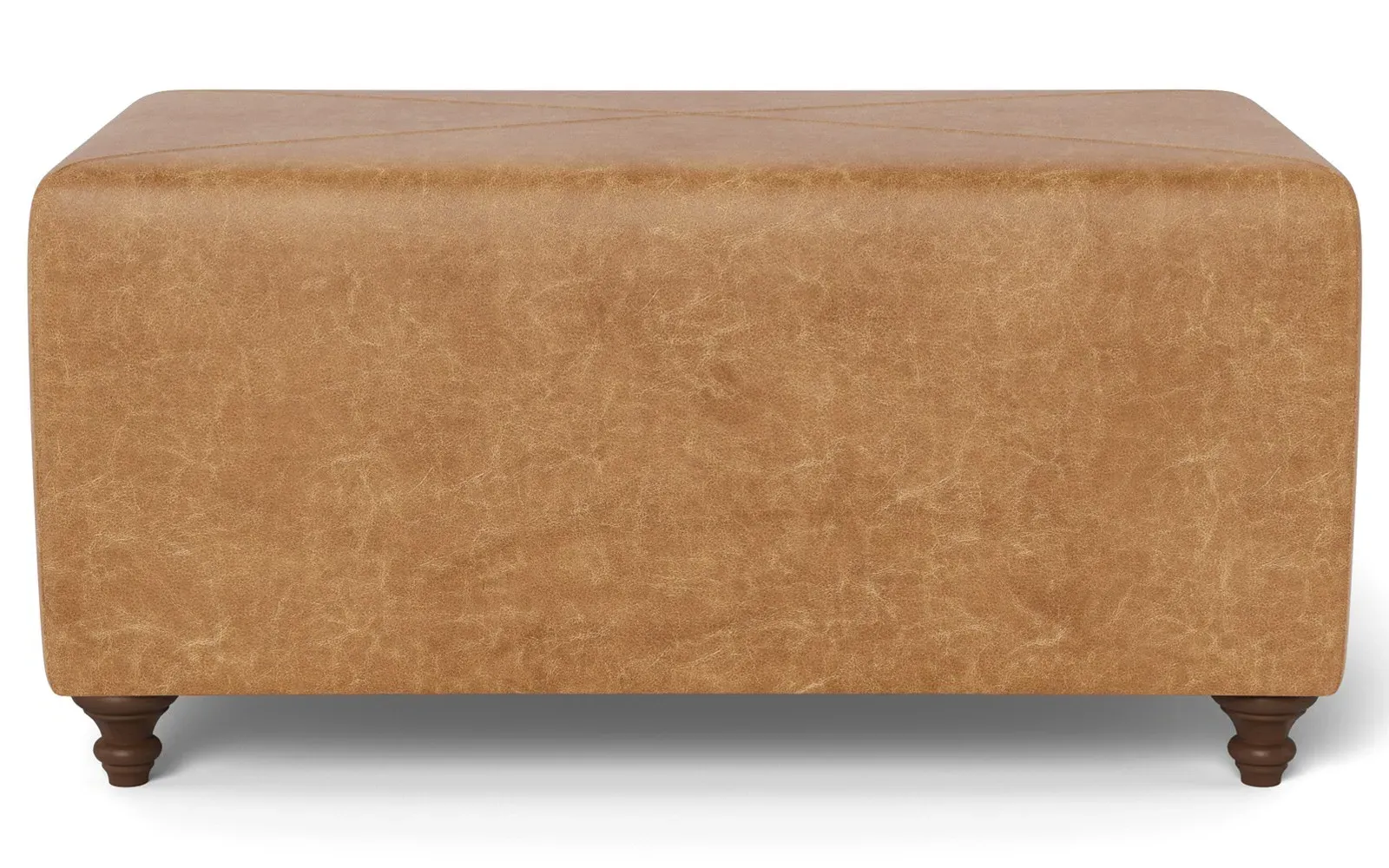 Davina Rectangular Ottoman - Caramel, Textured Leather