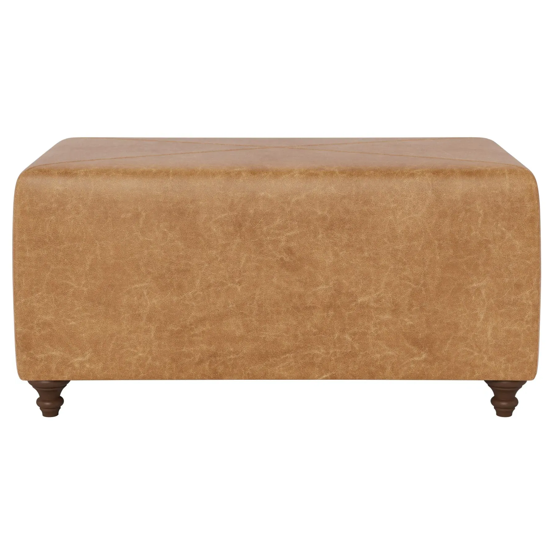 Davina Rectangular Ottoman - Caramel, Textured Leather