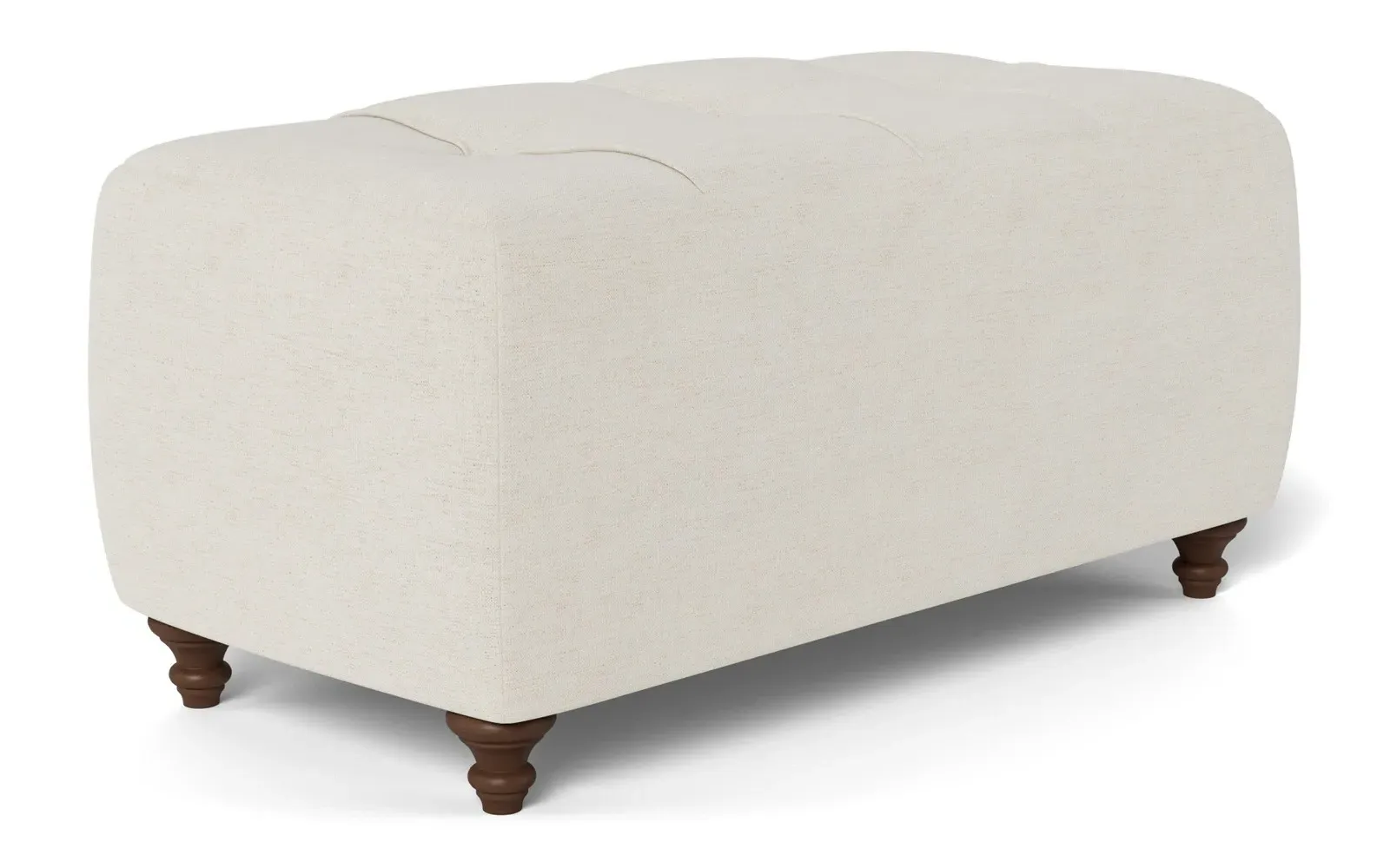 Davina Rectangular Ottoman - Heathered Ivory, Chenille