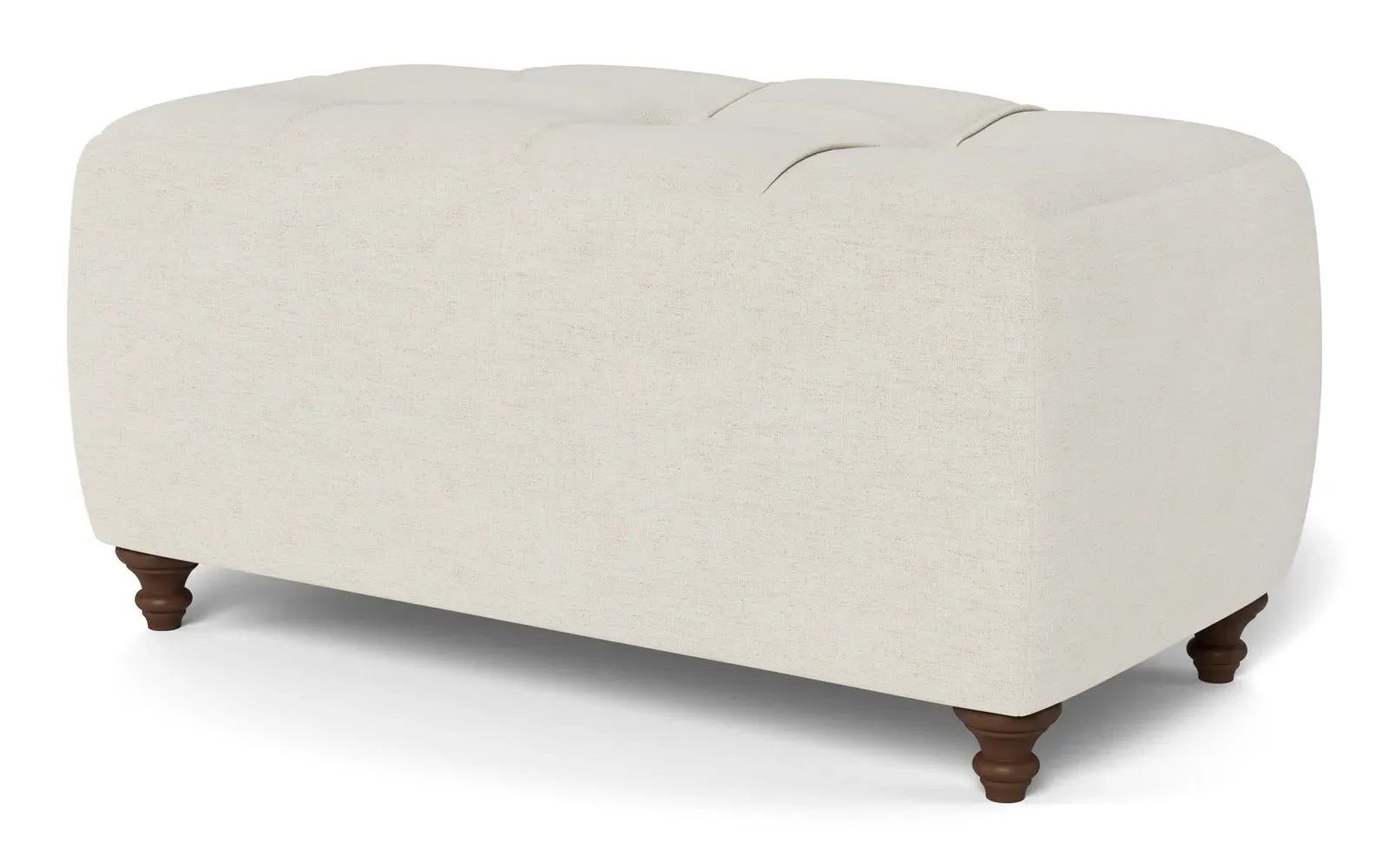 Davina Rectangular Ottoman - Heathered Ivory, Chenille