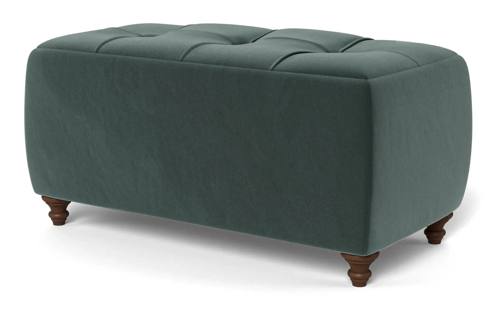 Davina Rectangular Ottoman - Lagoon, Performance Velvet