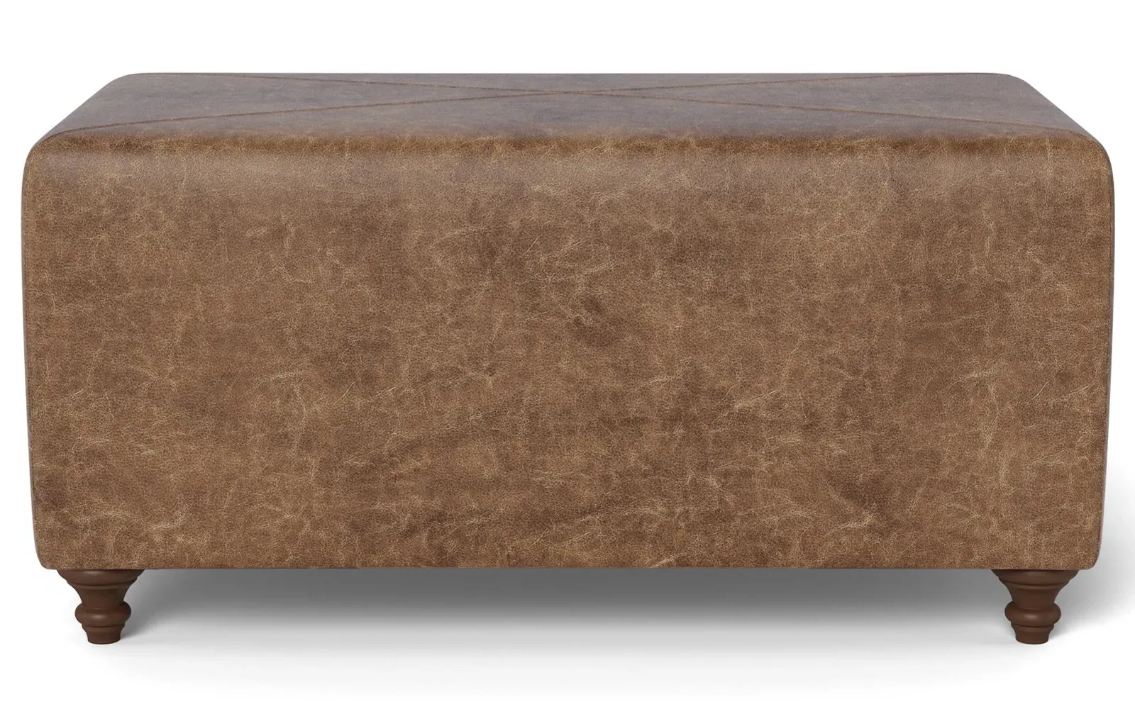 Davina Rectangular Ottoman - Milk Chocolate, Leather