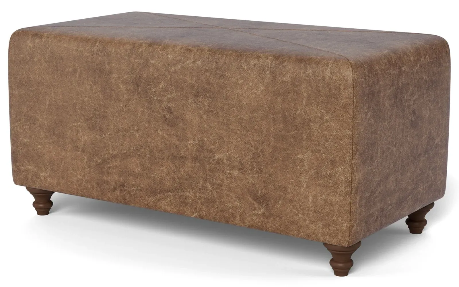 Davina Rectangular Ottoman - Milk Chocolate, Leather