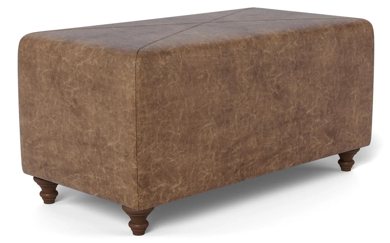 Davina Rectangular Ottoman - Milk Chocolate, Leather