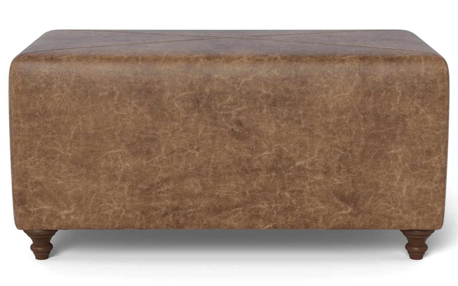 Davina Rectangular Ottoman - Milk Chocolate, Leather