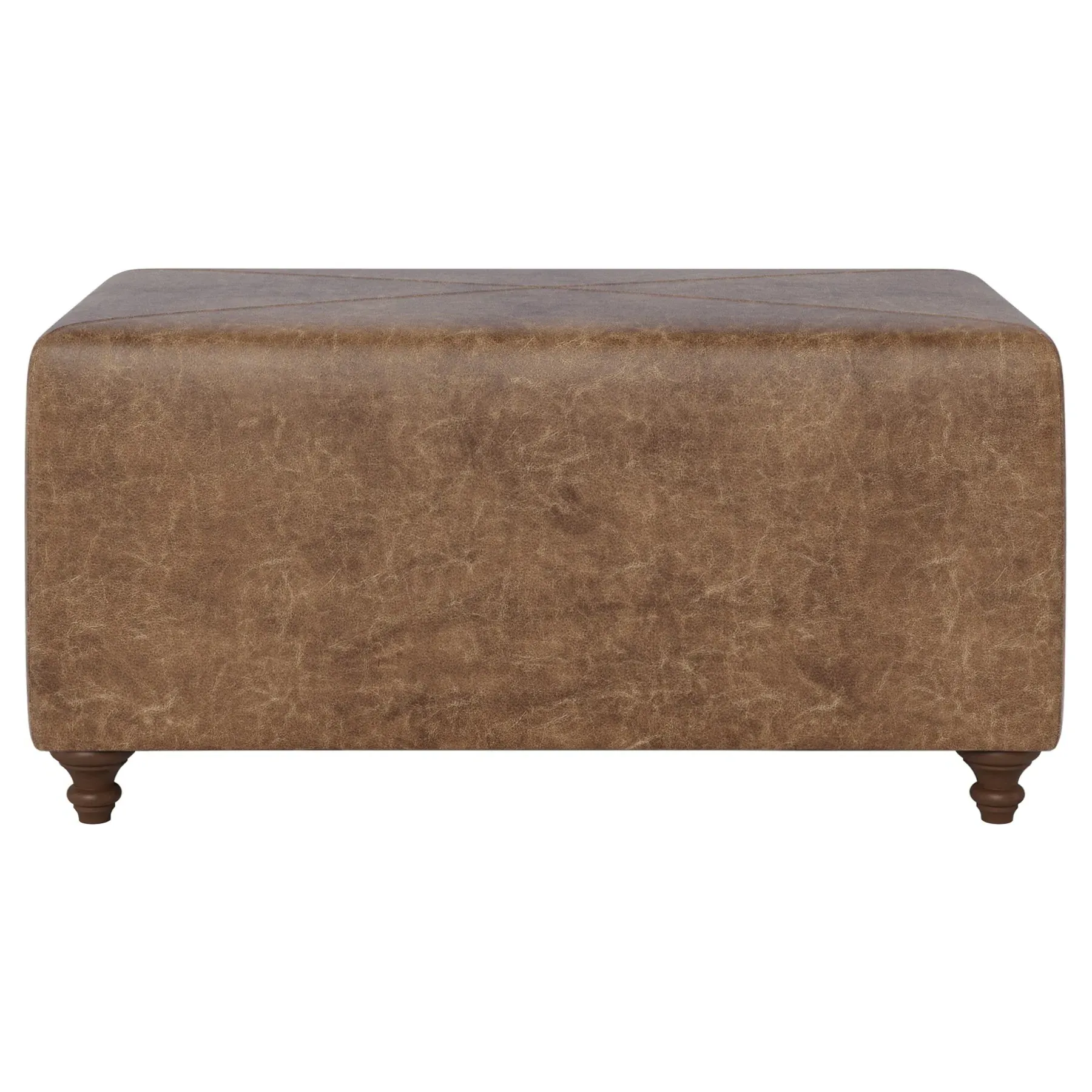 Davina Rectangular Ottoman - Milk Chocolate, Leather