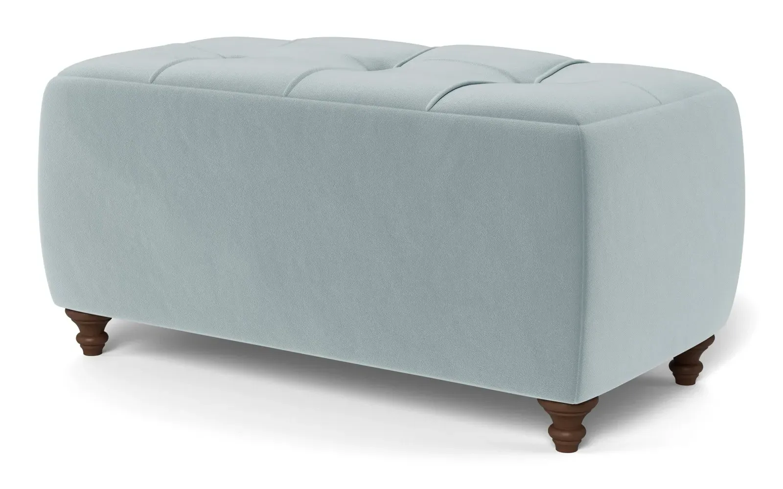 Davina Rectangular Ottoman - Saltwater Blue, Performance Velvet
