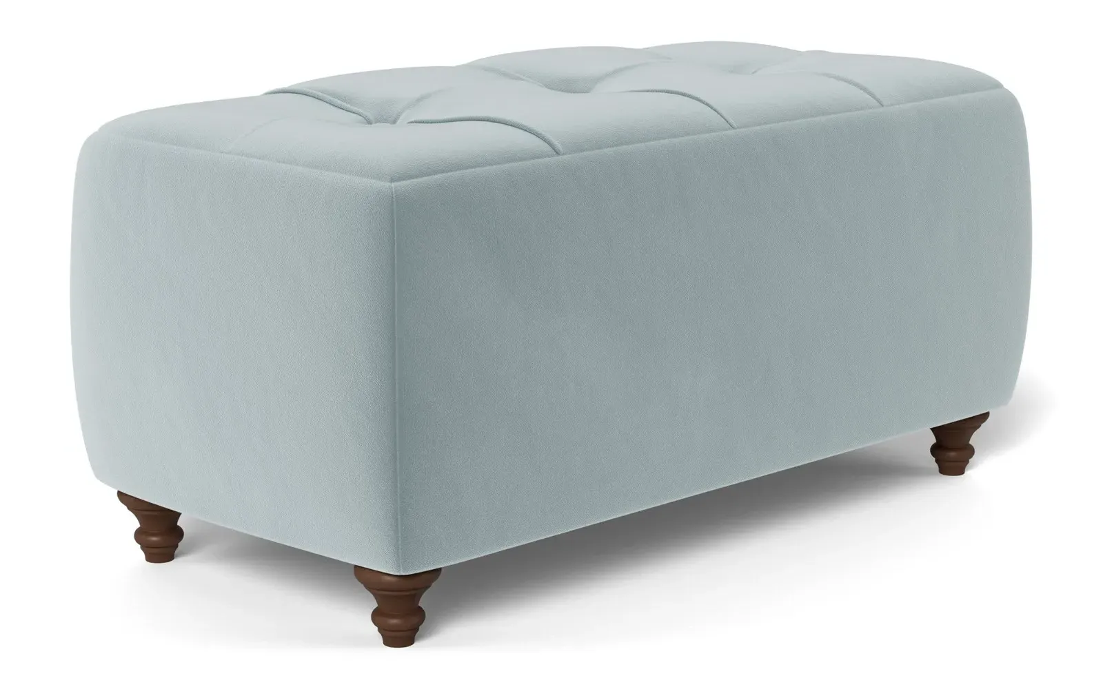 Davina Rectangular Ottoman - Saltwater Blue, Performance Velvet
