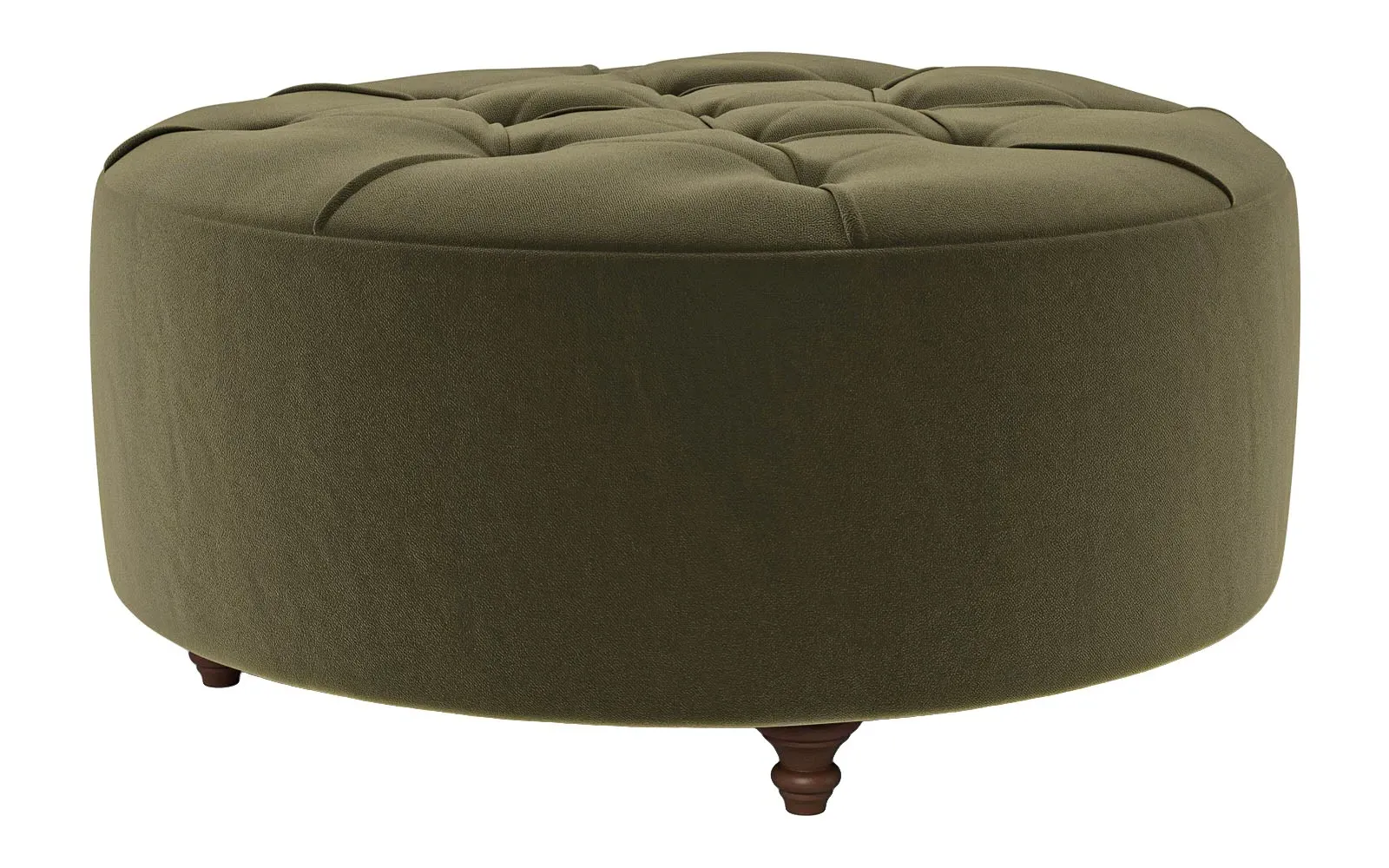 Davina Round Ottoman - Boxwood Green, Performance Velvet