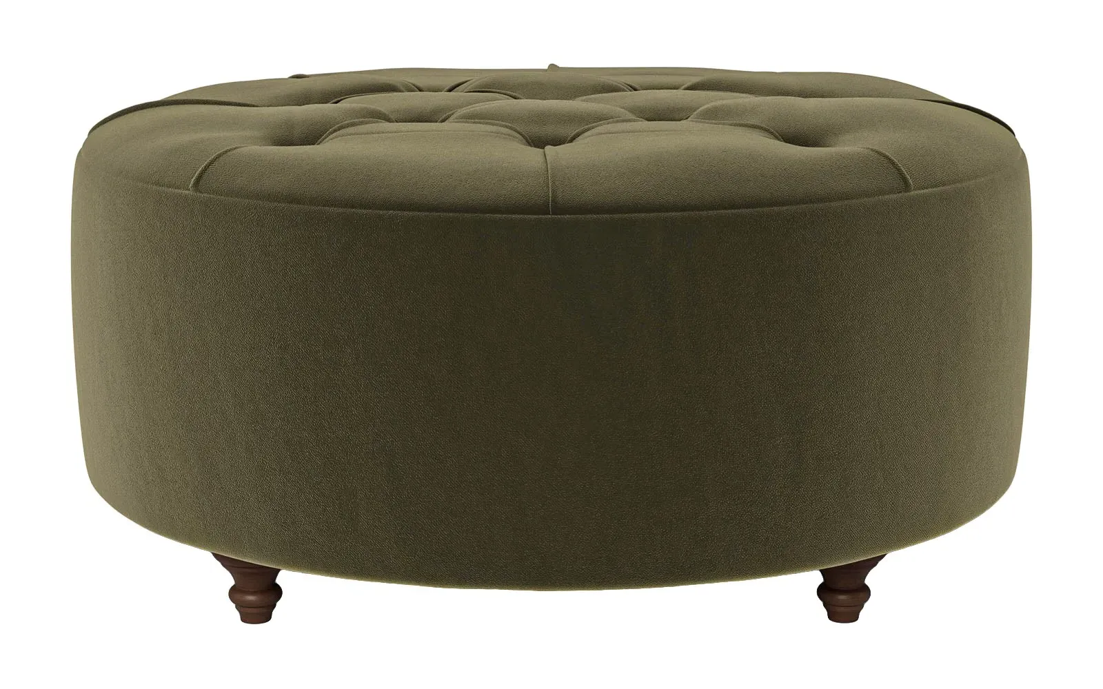 Davina Round Ottoman - Boxwood Green, Performance Velvet