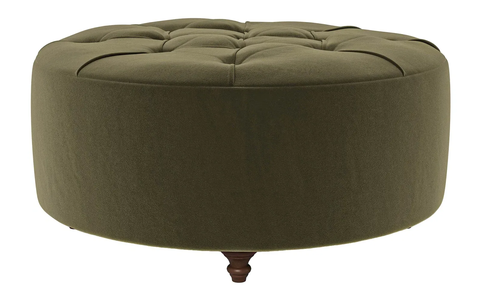 Davina Round Ottoman - Boxwood Green, Performance Velvet