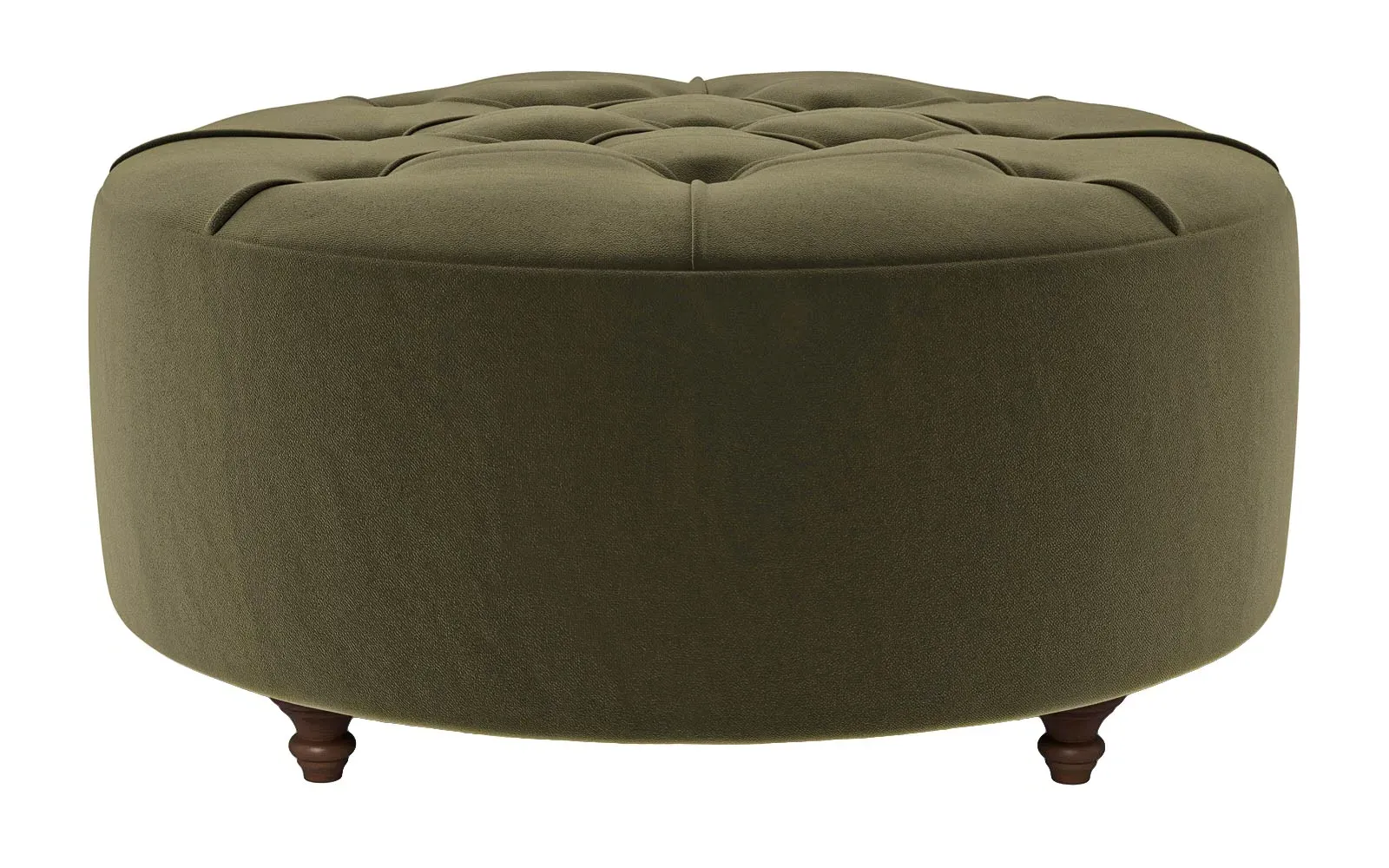 Davina Round Ottoman - Boxwood Green, Performance Velvet