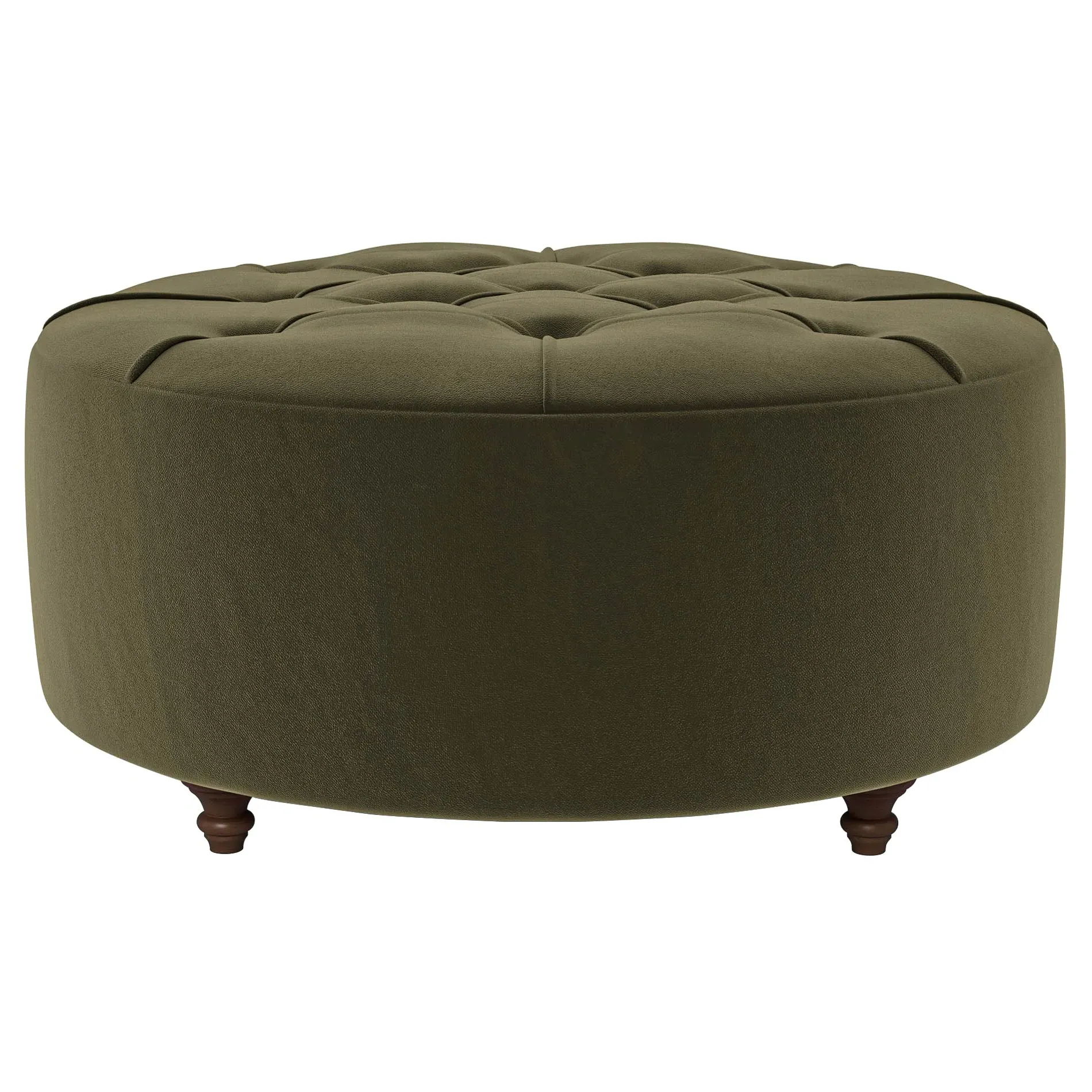 Davina Round Ottoman - Boxwood Green, Performance Velvet image