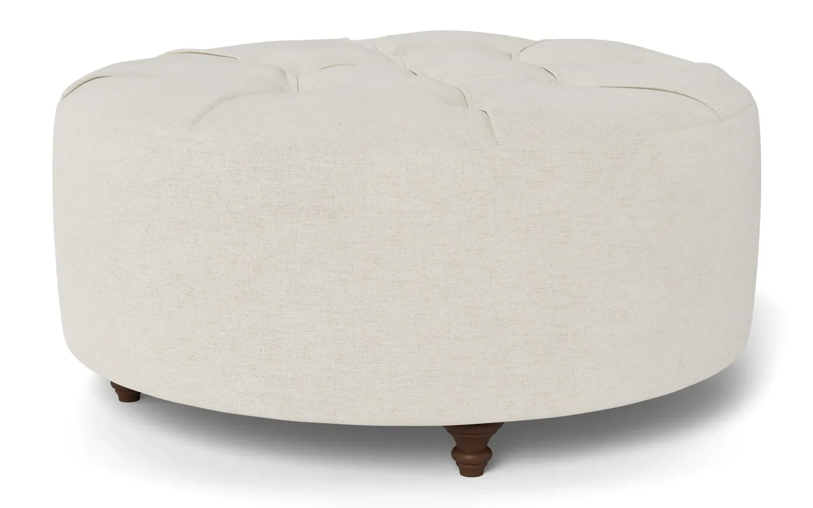 Davina Round Ottoman - Heathered Ivory, Chenille