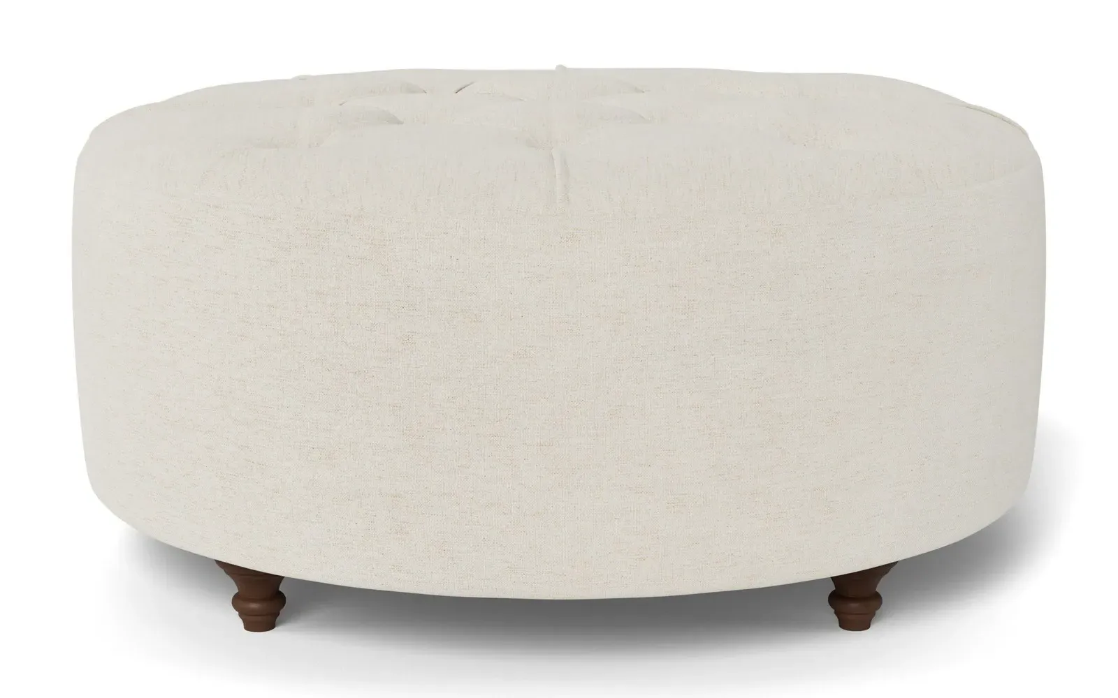 Davina Round Ottoman - Heathered Ivory, Chenille