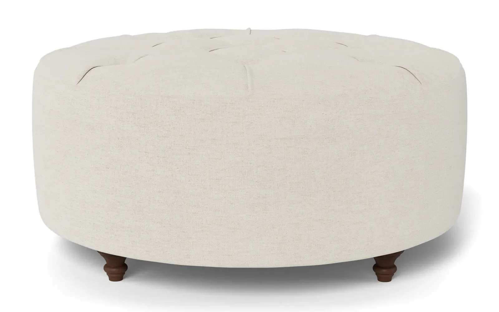 Davina Round Ottoman - Heathered Ivory, Chenille
