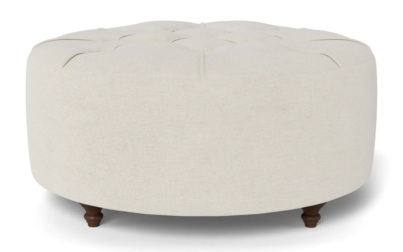 Davina Round Ottoman - Heathered Ivory, Chenille