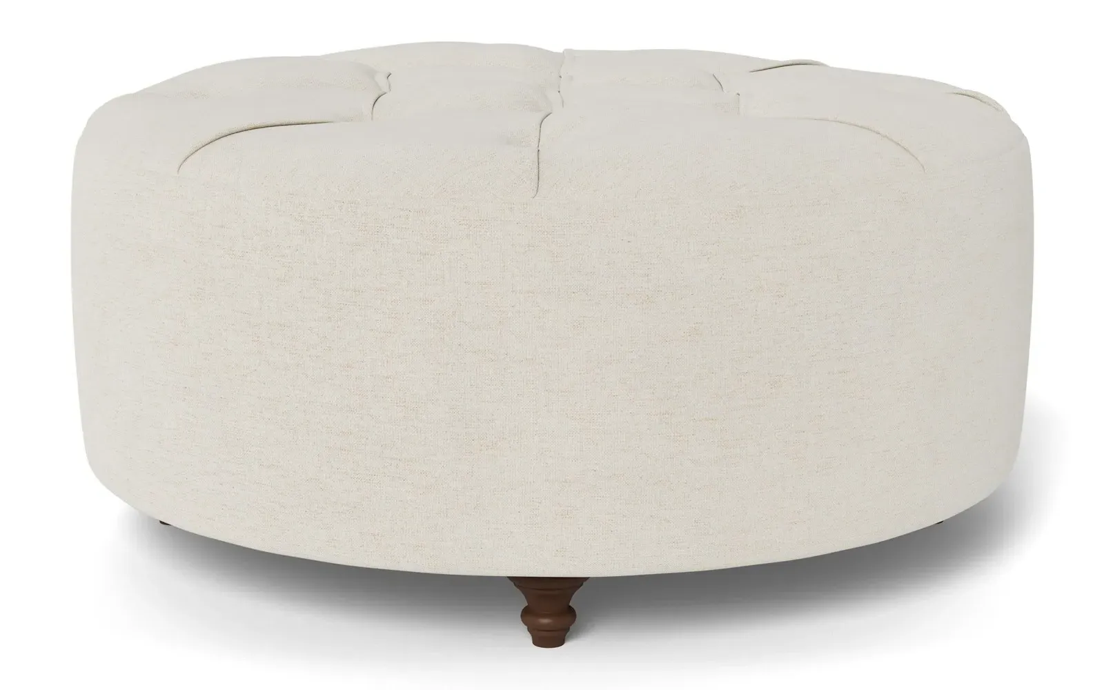 Davina Round Ottoman - Heathered Ivory, Chenille