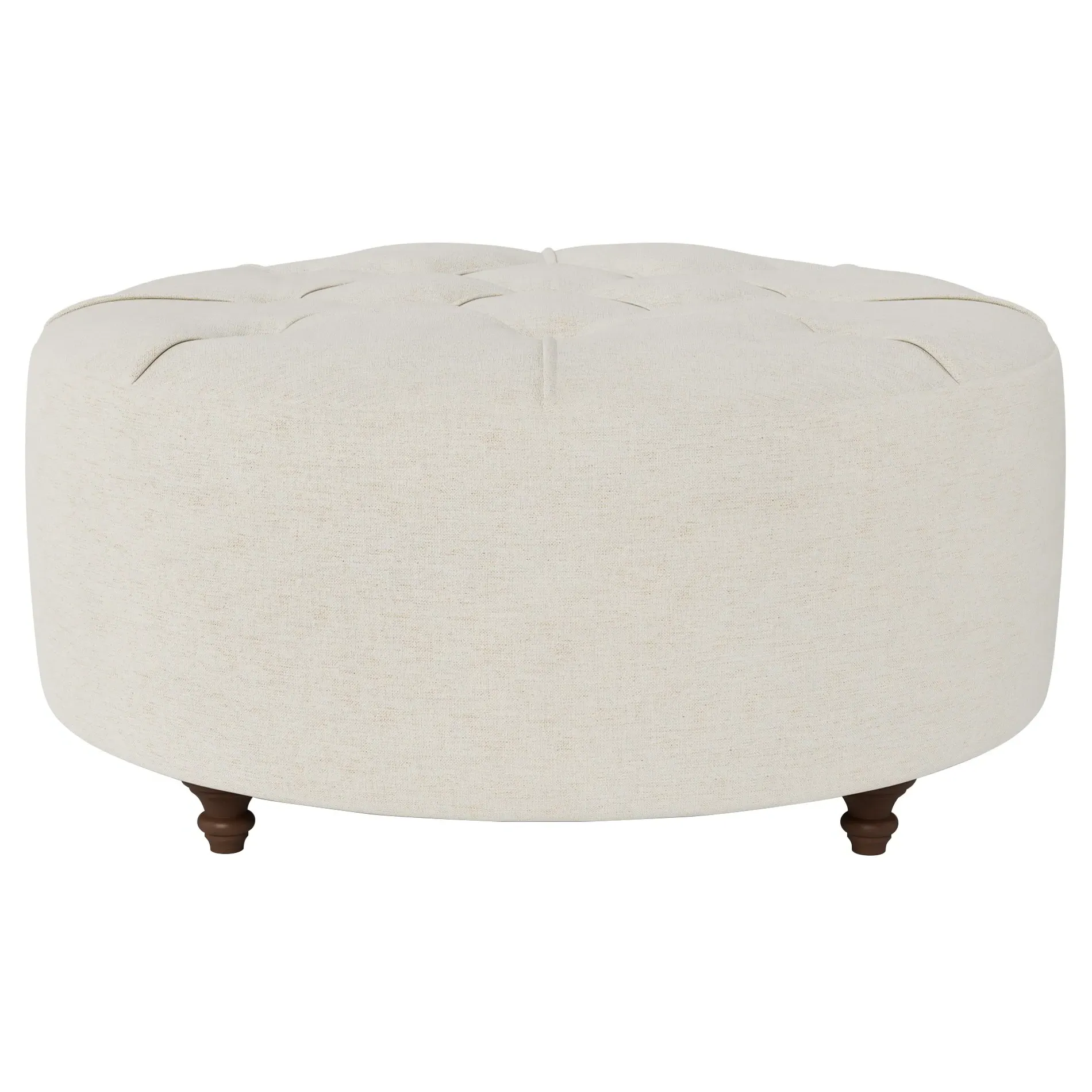 Davina Round Ottoman - Heathered Ivory, Chenille