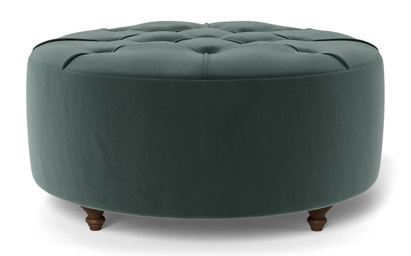 Davina Round Ottoman - Lagoon, Performance Velvet