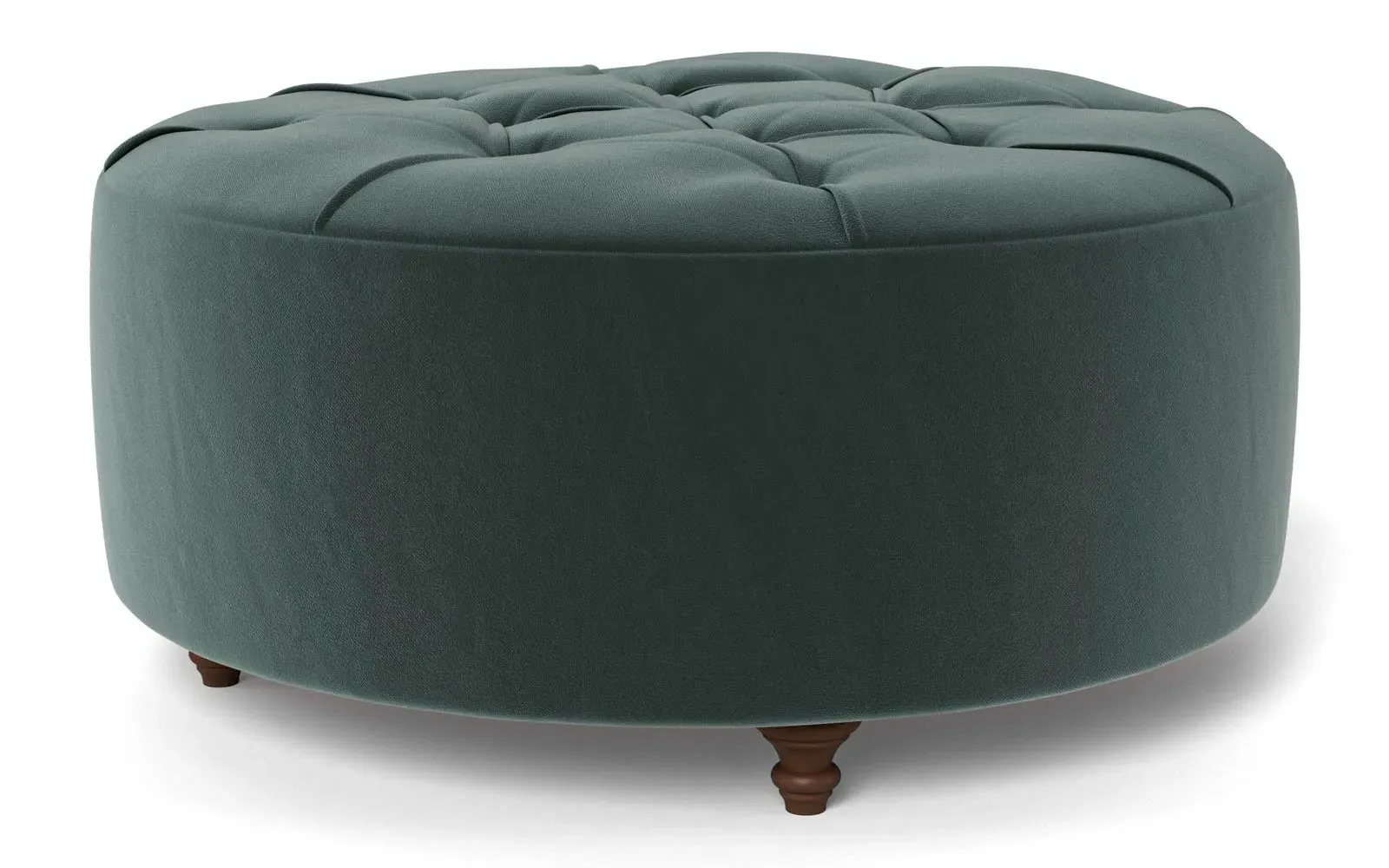 Davina Round Ottoman - Lagoon, Performance Velvet