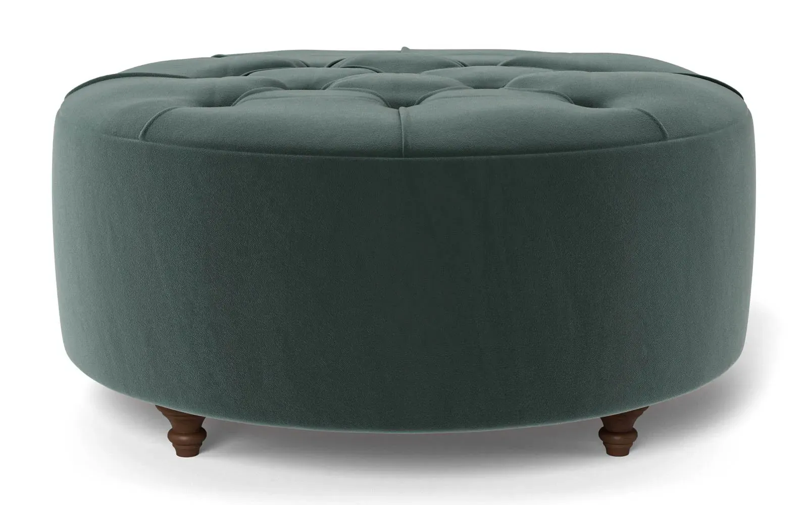 Davina Round Ottoman - Lagoon, Performance Velvet