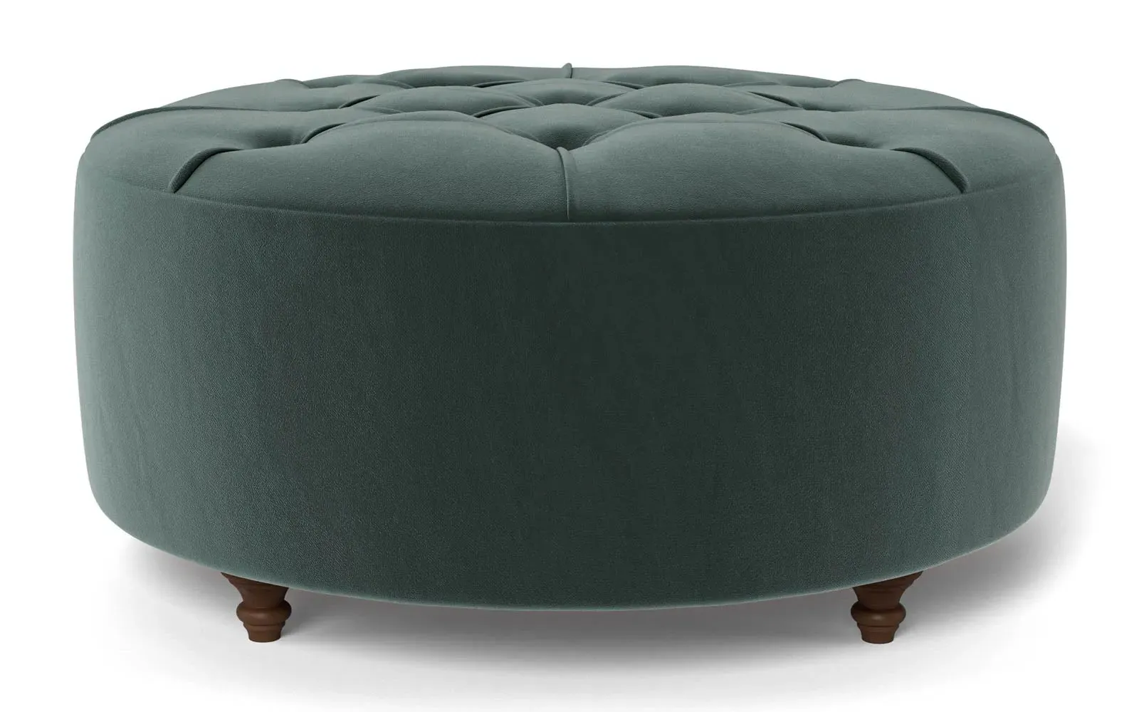 Davina Round Ottoman - Lagoon, Performance Velvet