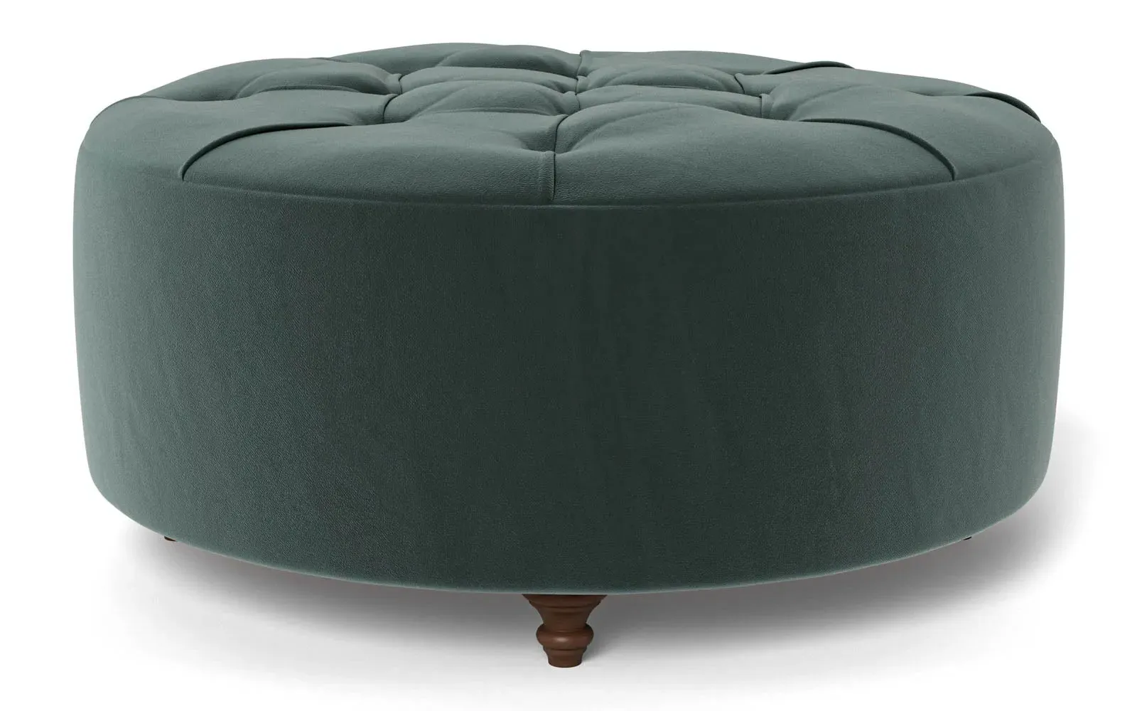 Davina Round Ottoman - Lagoon, Performance Velvet