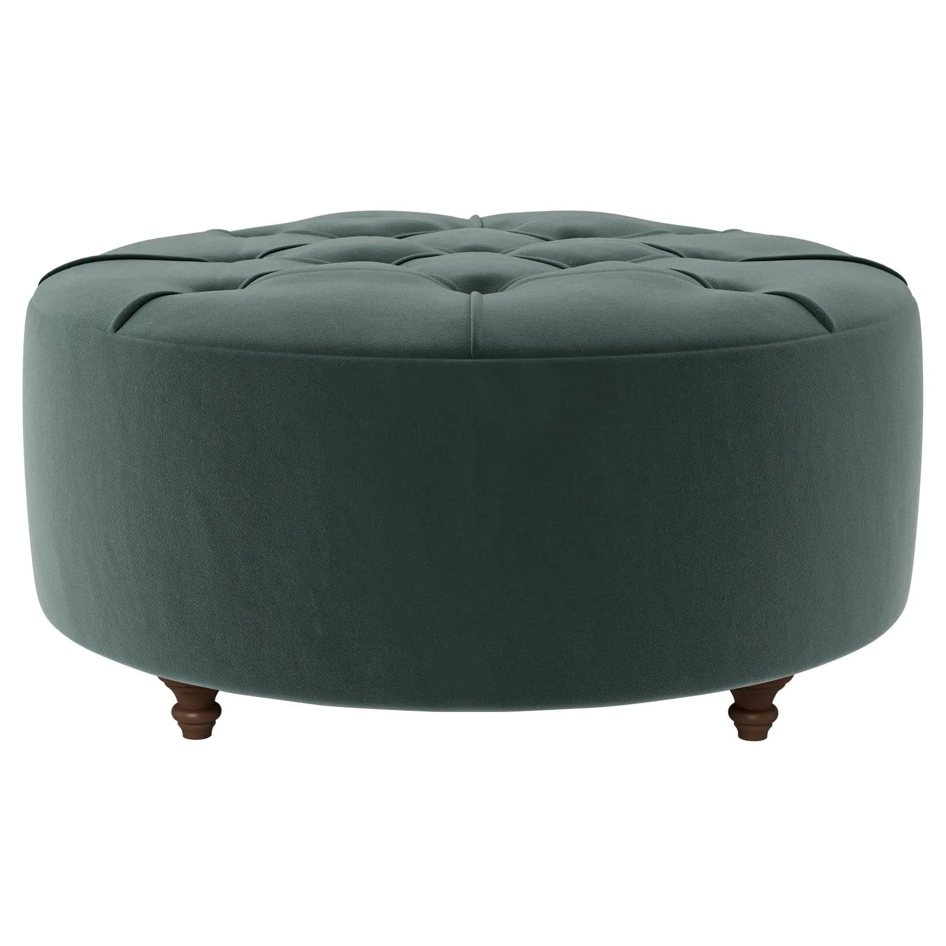 Davina Round Ottoman - Lagoon, Performance Velvet