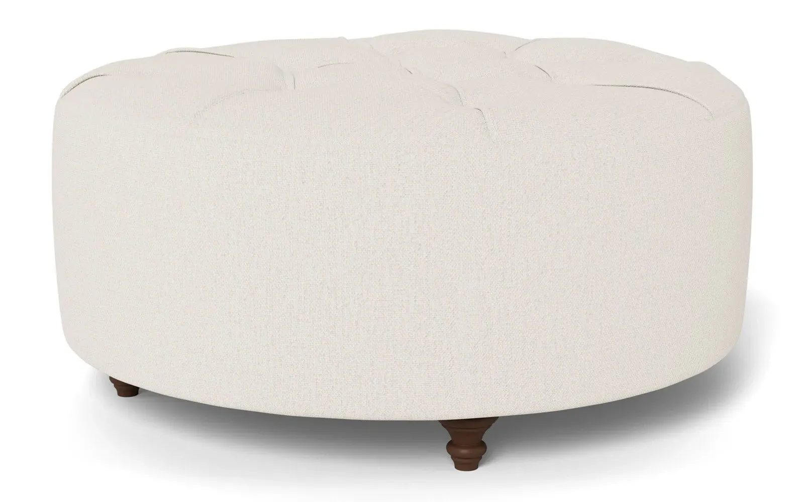 Davina Round Ottoman - Mascarpone, Performance Basket Weave