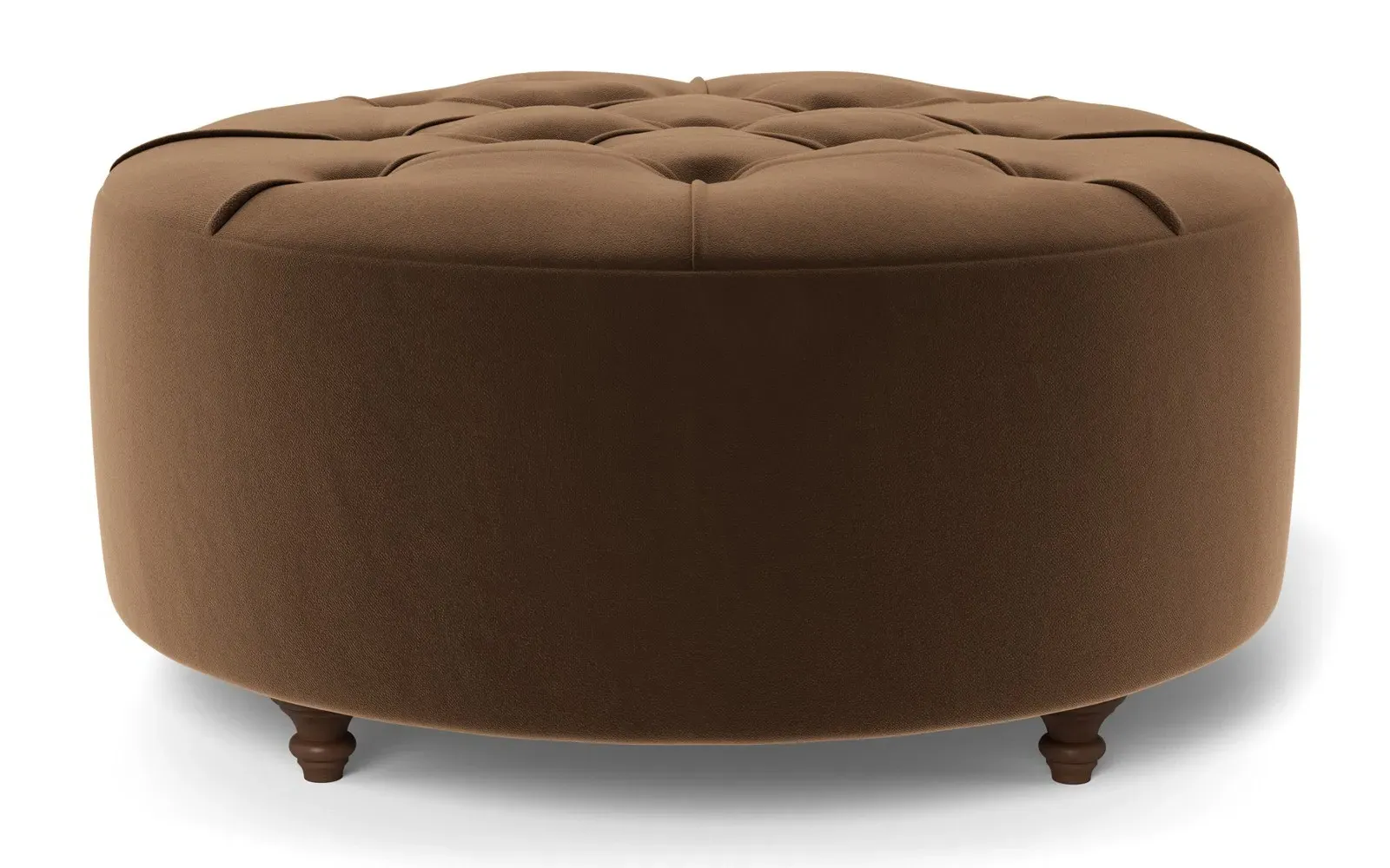 Davina Round Ottoman - Molasses, Performance Velvet