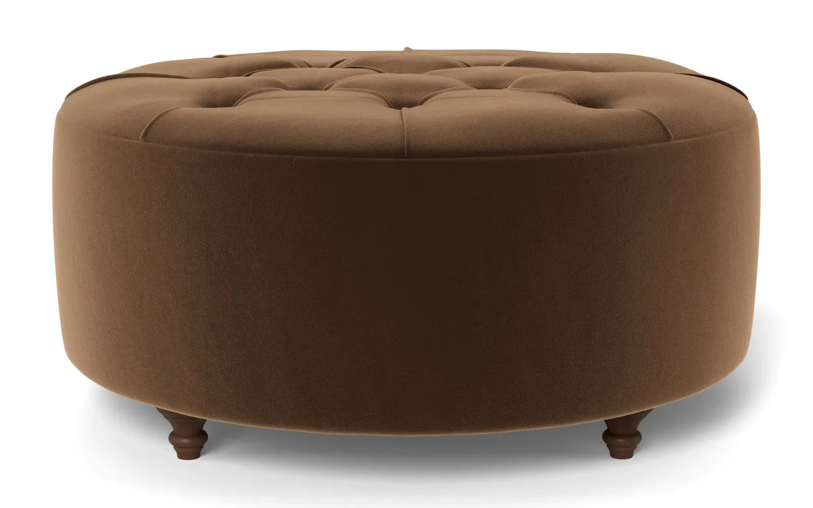 Davina Round Ottoman - Molasses, Performance Velvet