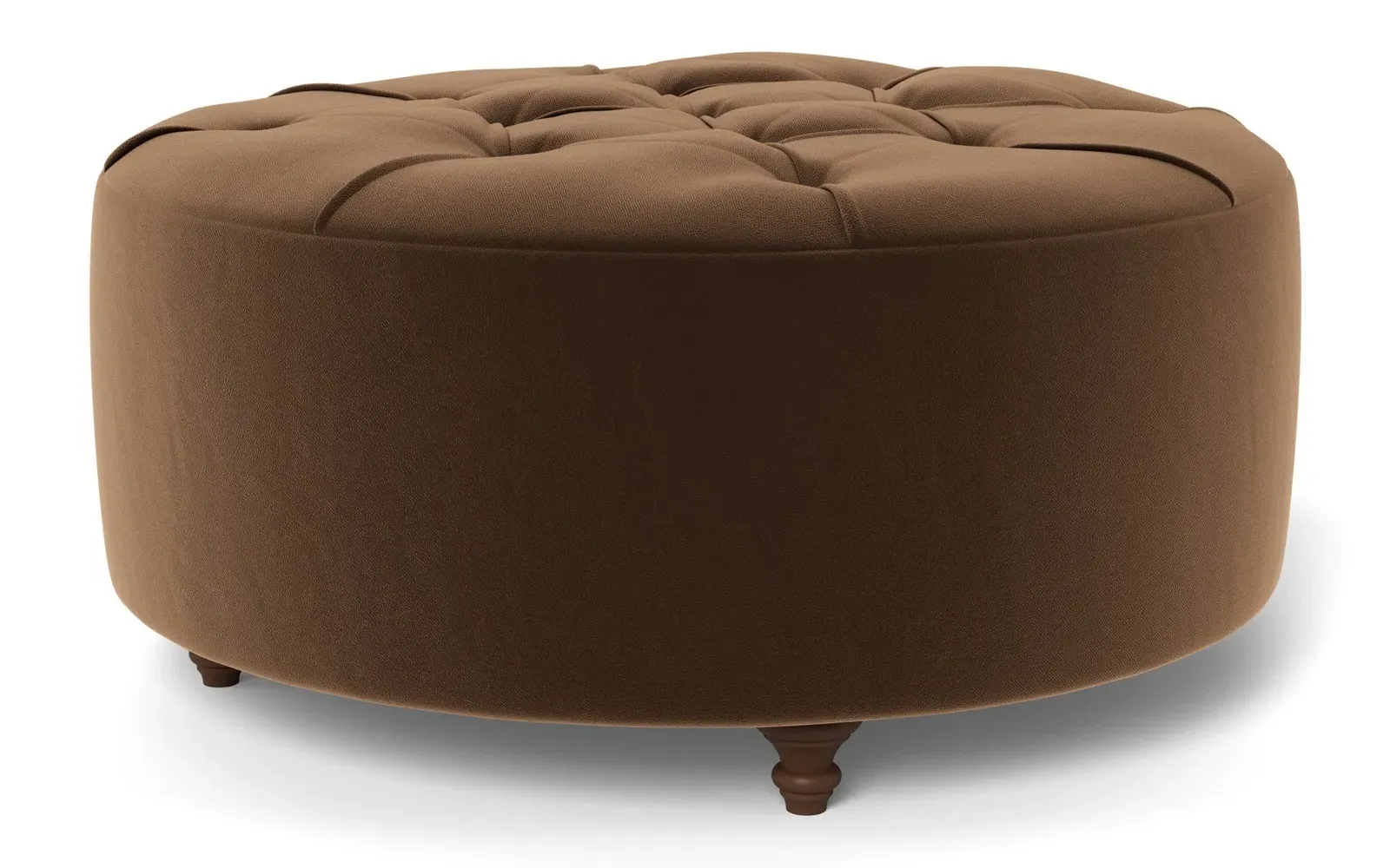 Davina Round Ottoman - Molasses, Performance Velvet