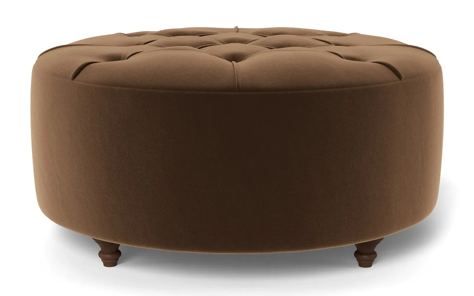 Davina Round Ottoman - Molasses, Performance Velvet
