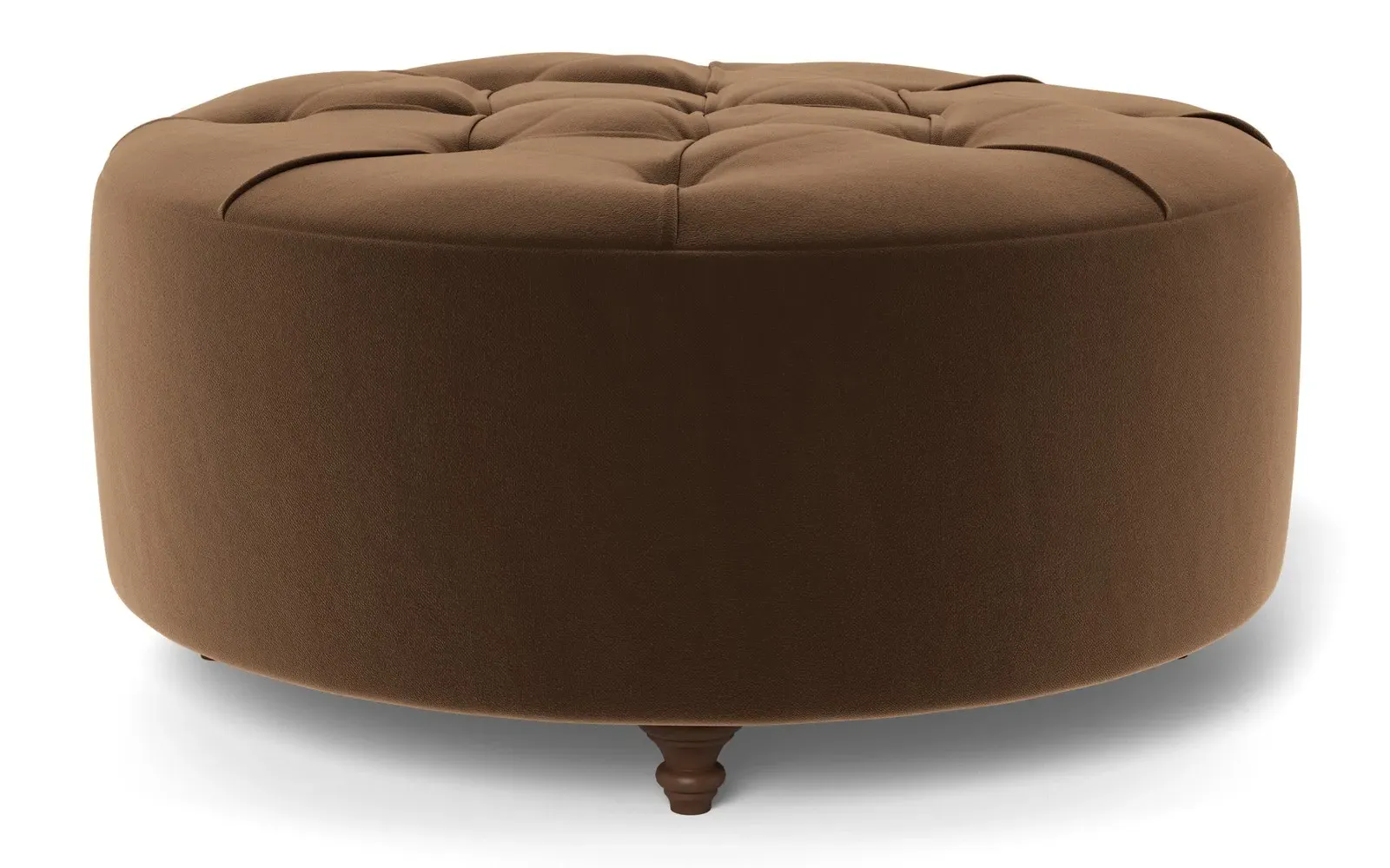 Davina Round Ottoman - Molasses, Performance Velvet