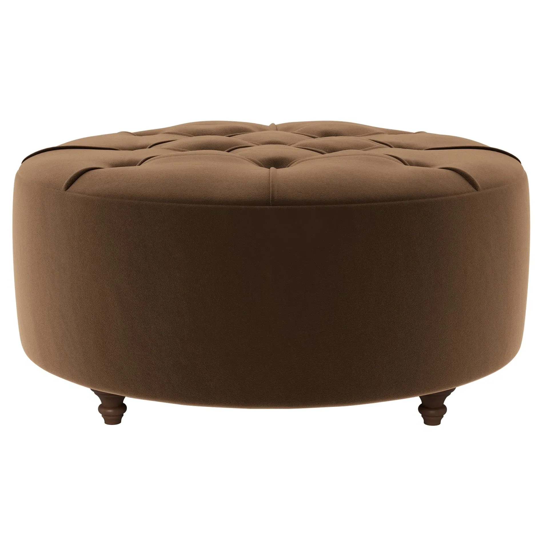 Davina Round Ottoman - Molasses, Performance Velvet