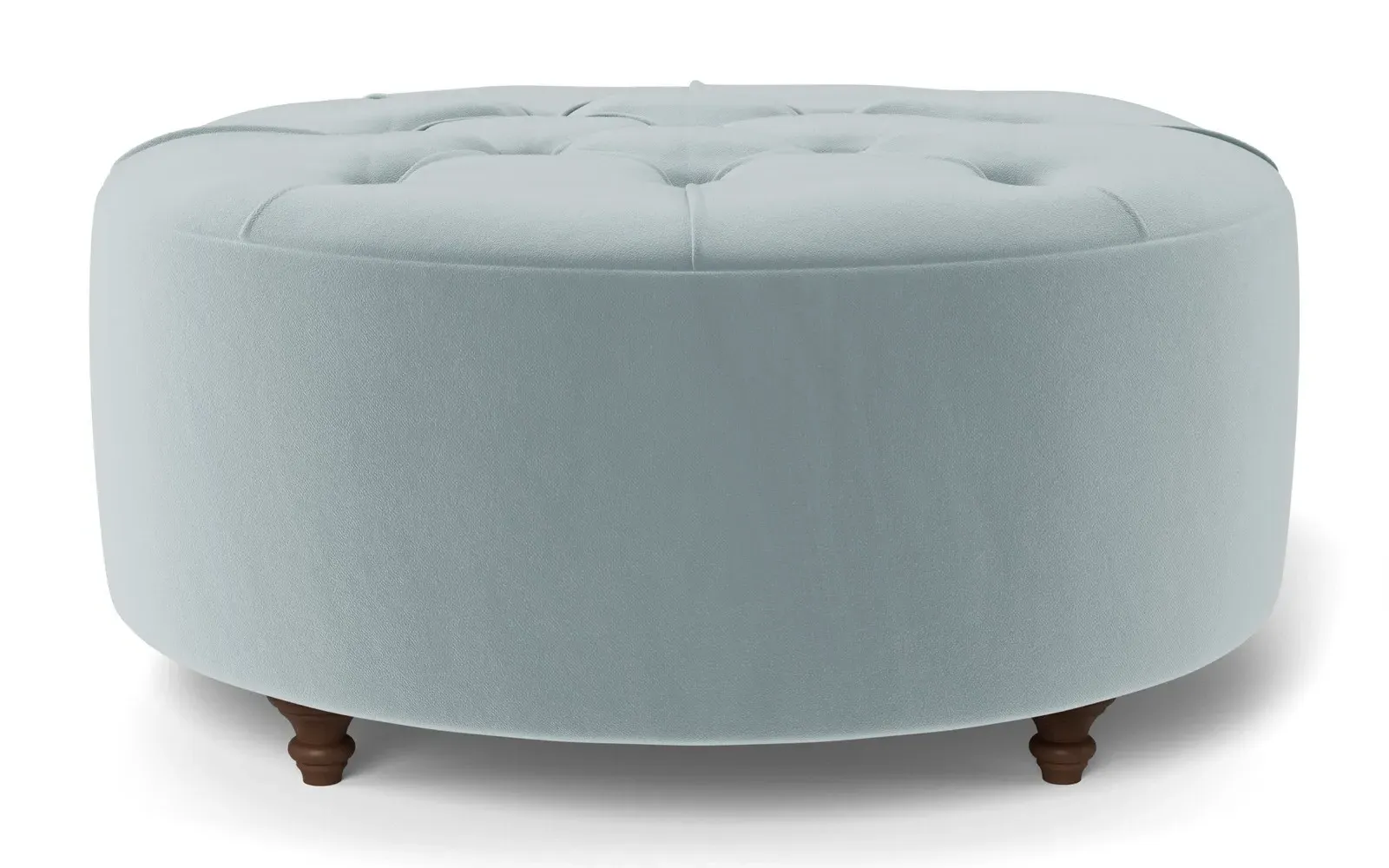 Davina Round Ottoman - Saltwater Blue, Performance Velvet