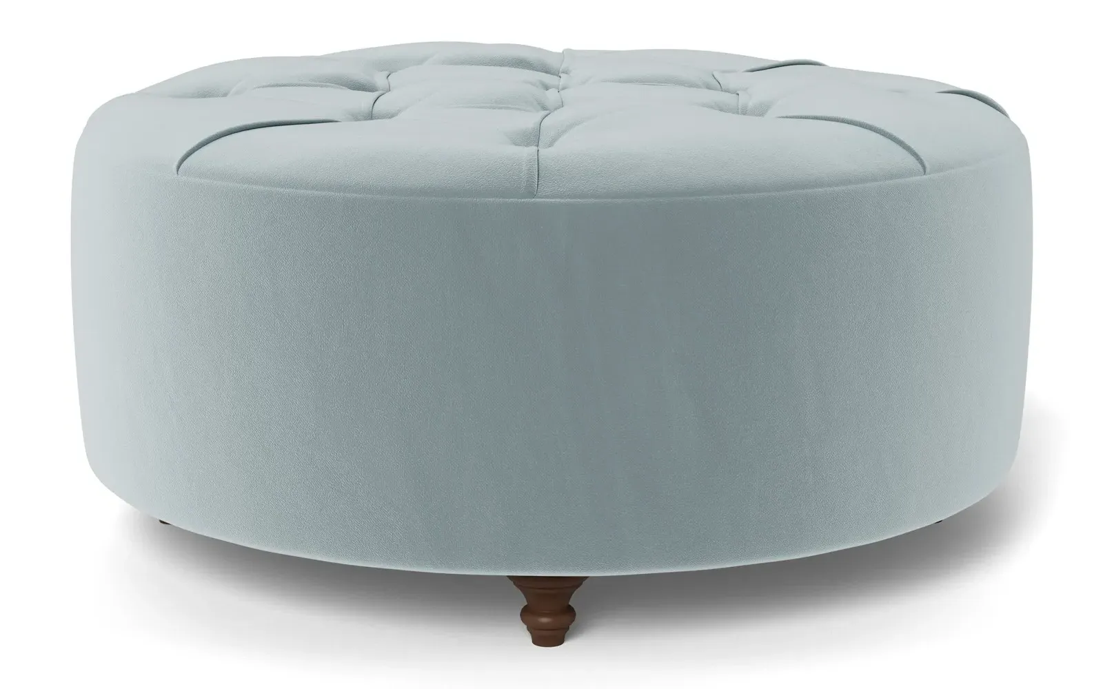 Davina Round Ottoman - Saltwater Blue, Performance Velvet