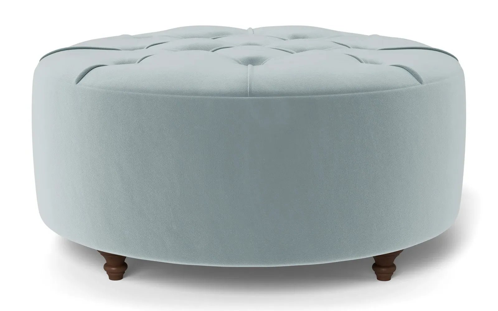 Davina Round Ottoman - Saltwater Blue, Performance Velvet