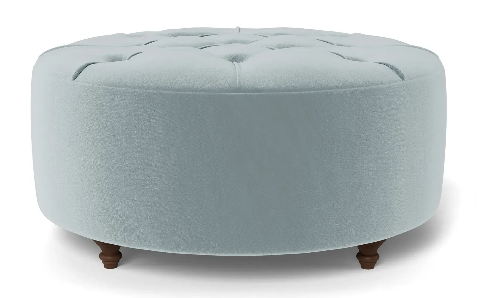 Davina Round Ottoman - Saltwater Blue, Performance Velvet