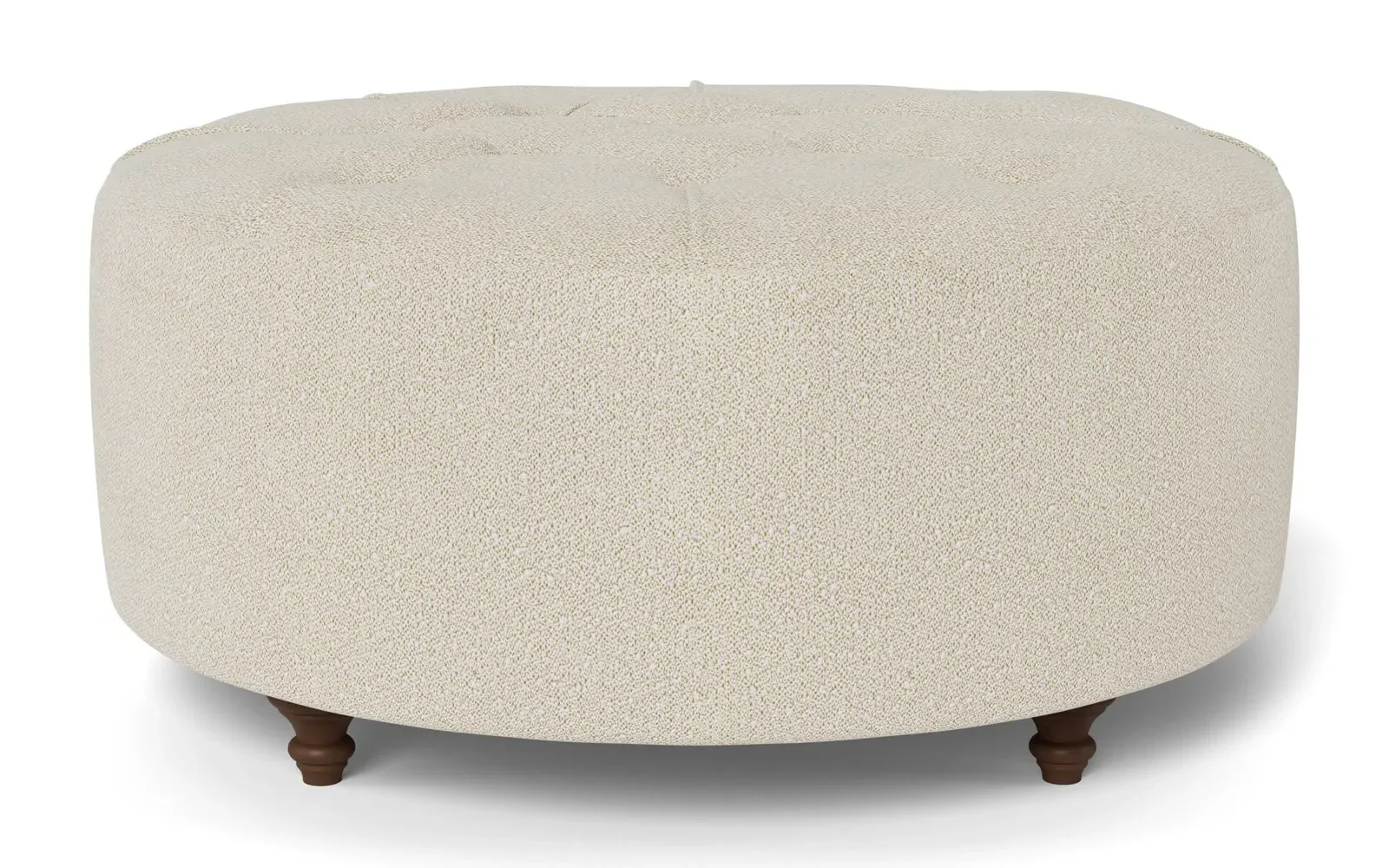 Davina Round Ottoman - Sugar Cookie, Boucle