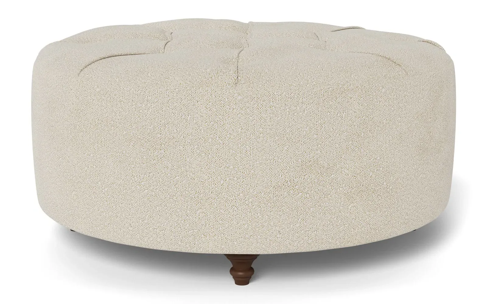 Davina Round Ottoman - Sugar Cookie, Boucle