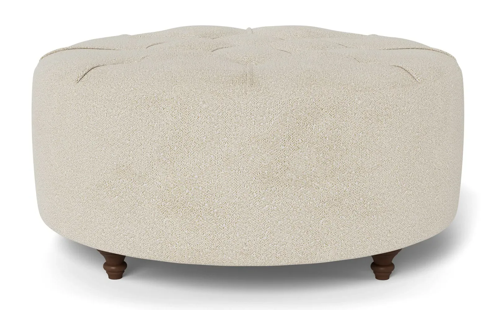 Davina Round Ottoman - Sugar Cookie, Boucle