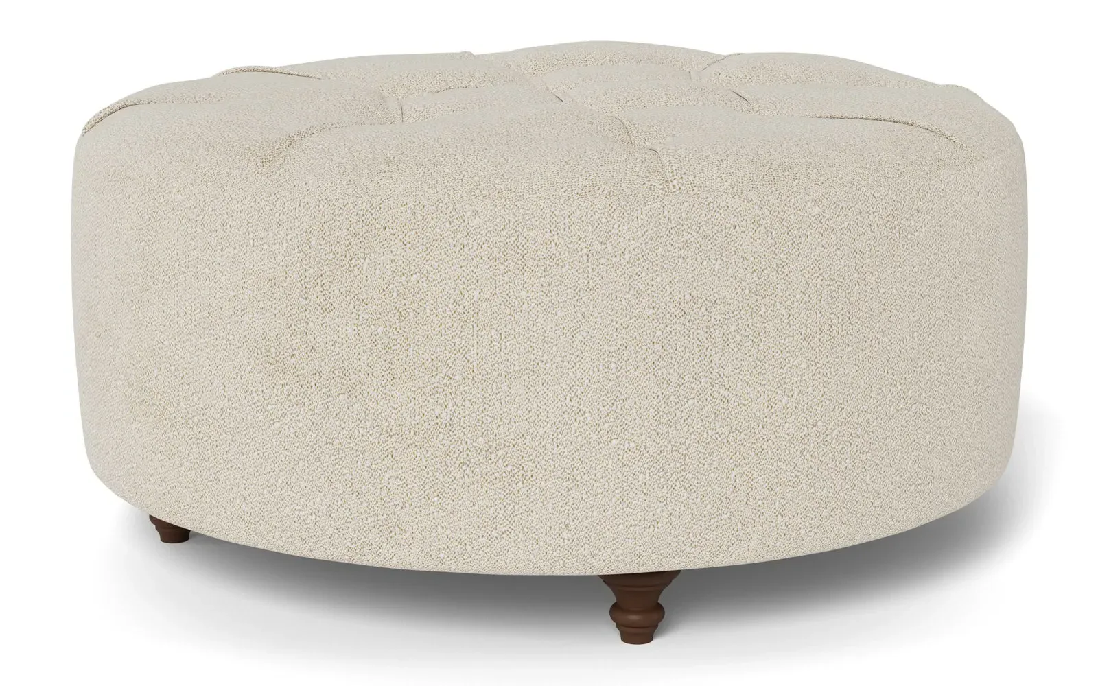 Davina Round Ottoman - Sugar Cookie, Boucle