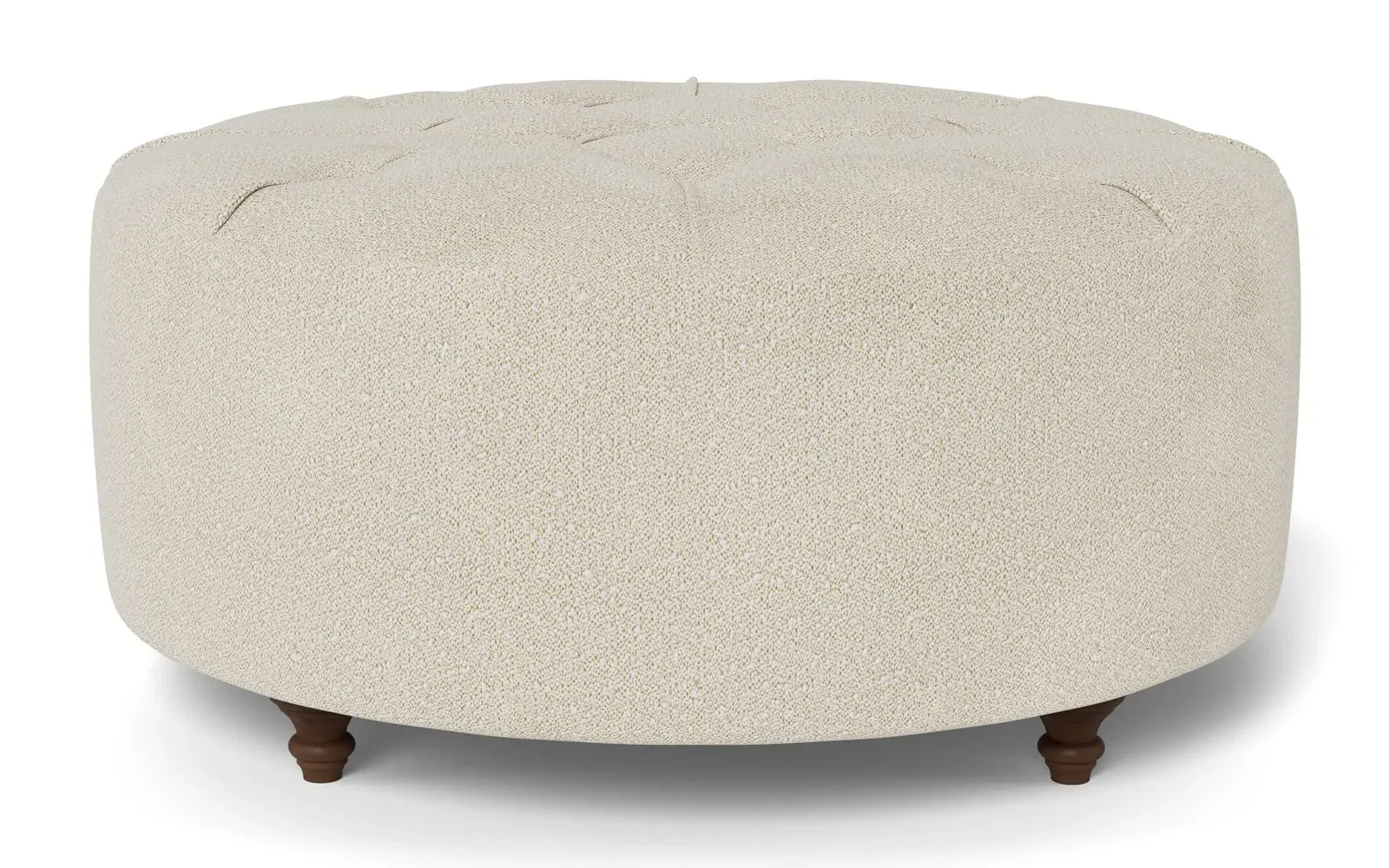 Davina Round Ottoman - Sugar Cookie, Boucle