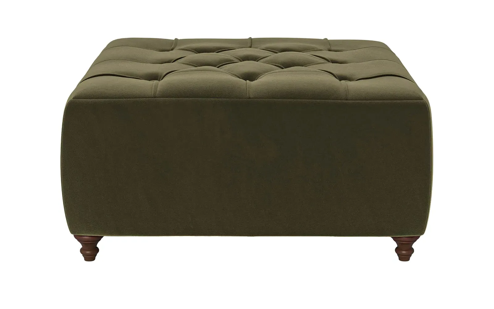 Davina Square Ottoman - Boxwood Green, Performance Velvet