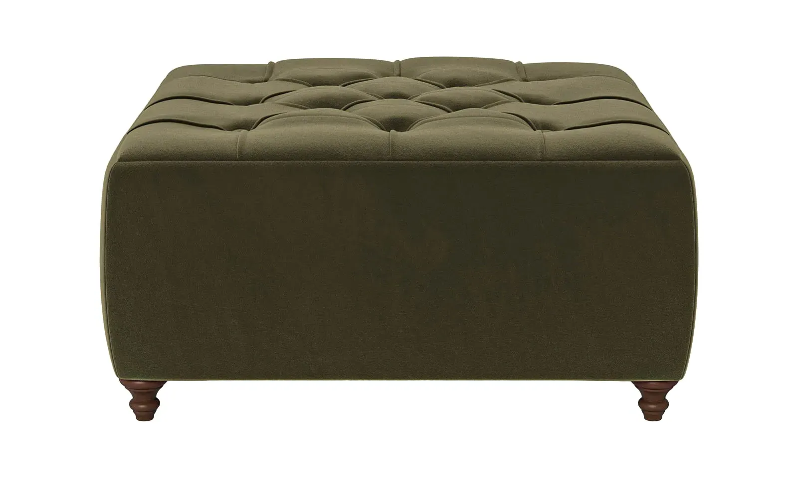 Davina Square Ottoman - Boxwood Green, Performance Velvet