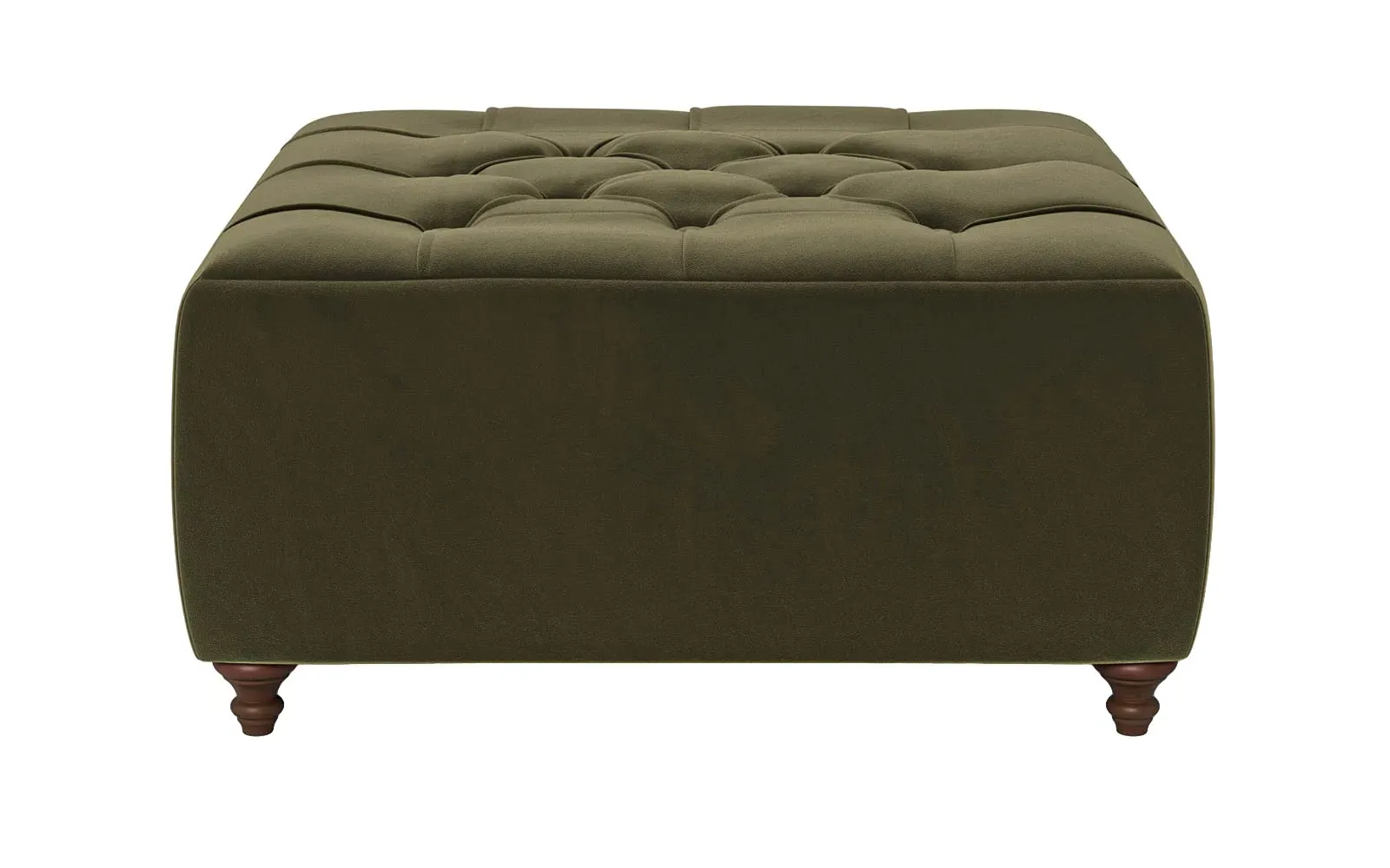 Davina Square Ottoman - Boxwood Green, Performance Velvet